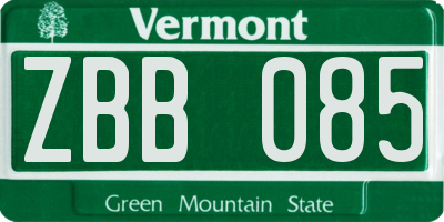 VT license plate ZBB085