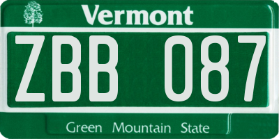 VT license plate ZBB087
