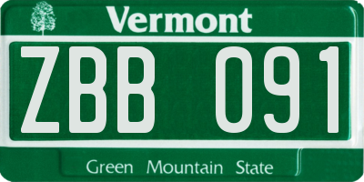 VT license plate ZBB091