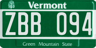 VT license plate ZBB094