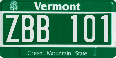 VT license plate ZBB101