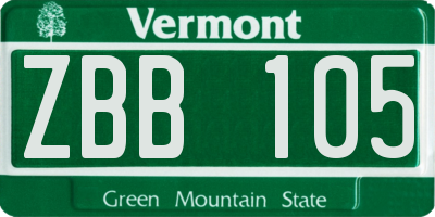 VT license plate ZBB105