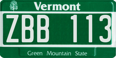 VT license plate ZBB113