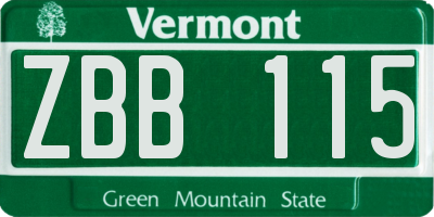 VT license plate ZBB115