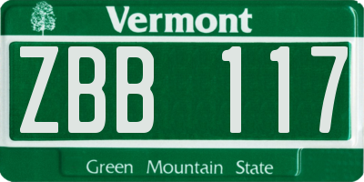 VT license plate ZBB117
