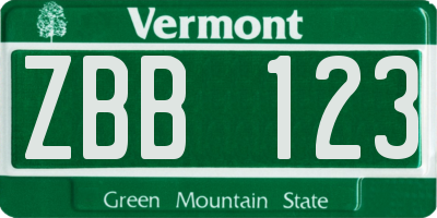 VT license plate ZBB123