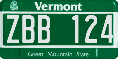 VT license plate ZBB124