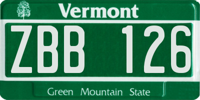 VT license plate ZBB126