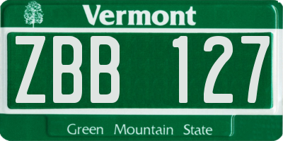 VT license plate ZBB127