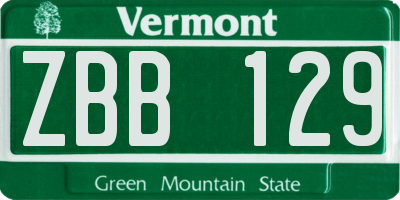 VT license plate ZBB129