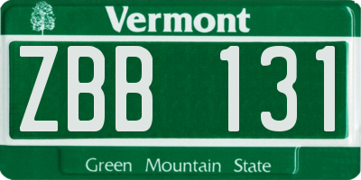 VT license plate ZBB131