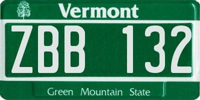 VT license plate ZBB132