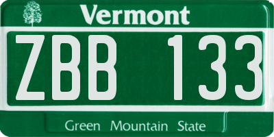 VT license plate ZBB133