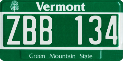 VT license plate ZBB134