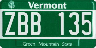 VT license plate ZBB135