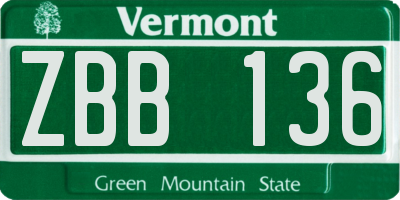 VT license plate ZBB136