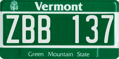 VT license plate ZBB137