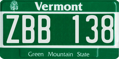 VT license plate ZBB138