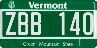 VT license plate ZBB140