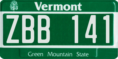 VT license plate ZBB141