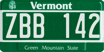 VT license plate ZBB142