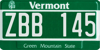 VT license plate ZBB145