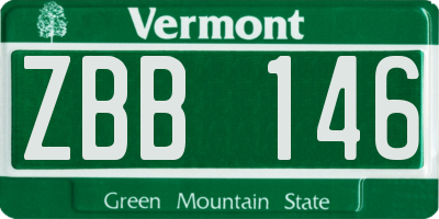 VT license plate ZBB146