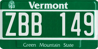 VT license plate ZBB149