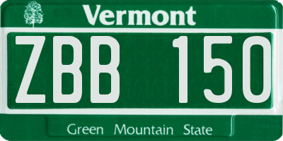 VT license plate ZBB150