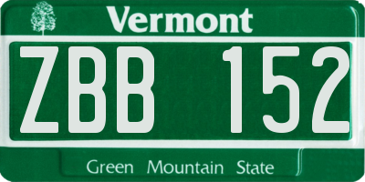 VT license plate ZBB152
