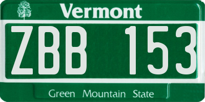 VT license plate ZBB153