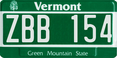 VT license plate ZBB154