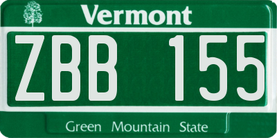 VT license plate ZBB155