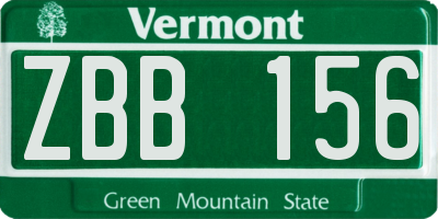 VT license plate ZBB156