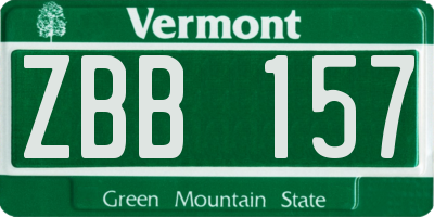 VT license plate ZBB157