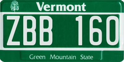 VT license plate ZBB160