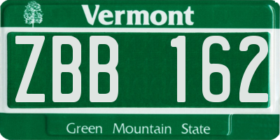 VT license plate ZBB162