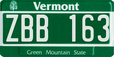 VT license plate ZBB163
