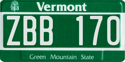 VT license plate ZBB170