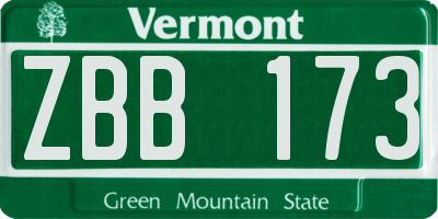 VT license plate ZBB173