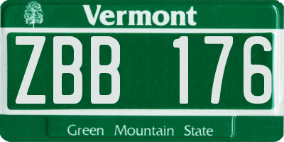 VT license plate ZBB176