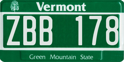 VT license plate ZBB178