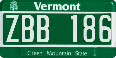VT license plate ZBB186