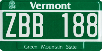 VT license plate ZBB188