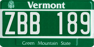 VT license plate ZBB189