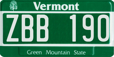 VT license plate ZBB190