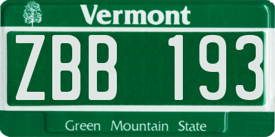 VT license plate ZBB193