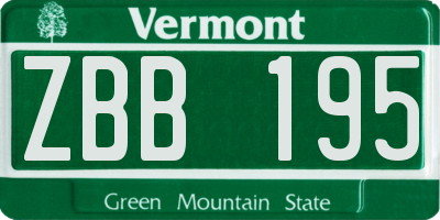 VT license plate ZBB195