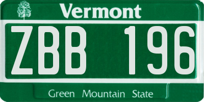 VT license plate ZBB196