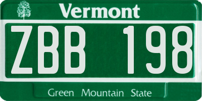 VT license plate ZBB198